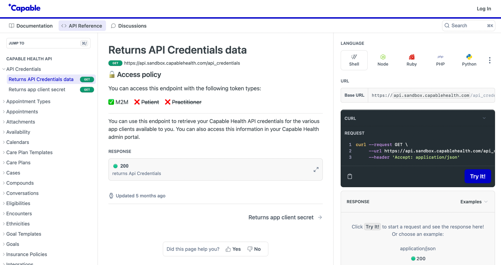 Screenshot with custom content added to API endpoint reference page